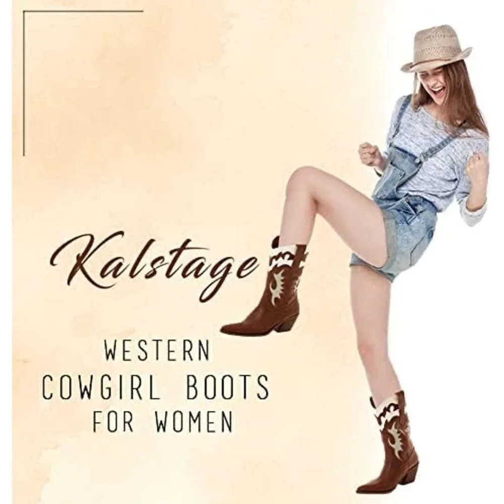 Kalstage Women's Retro High Heel Cowboy Boots | Sz 8 Shoes MSRP $110 - Picture 2 of 9